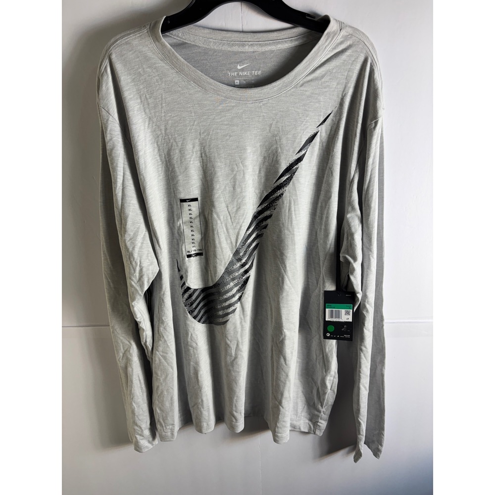 Nike Mens Dri-FIT Long Sleeve Training Shirt Grey Zebra Swoosh XL CK2285-050 NEW